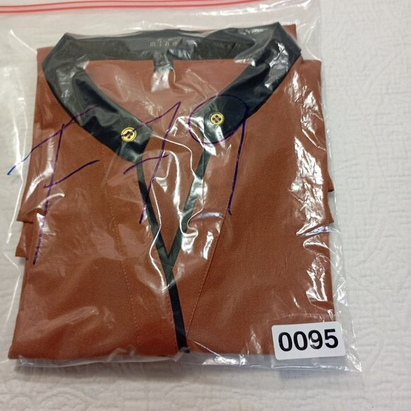 Claiborne 100% Mens Shirt Dark Brown Linen Short Sleeve Button Up Work - Picture 8 of 9